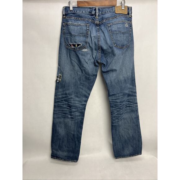 Polo Ralph Lauren Jeans Mens Size 32x32 Distressed Classic Fit Bandana Patchwork - Picture 6 of 14